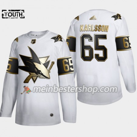 San Jose Sharks Erik Karlsson 65 Adidas 2019-2020 Golden Edition Weiß Trikot Authentic - Kinder